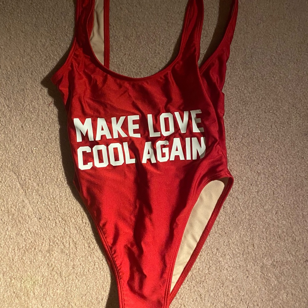 private party red swim suit